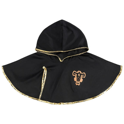 Anime Black Clover Asta Cloak Shawl Headband Black Bull Logo Hooded Cape Cosplay Costume Man Cloak Halloween Costumes