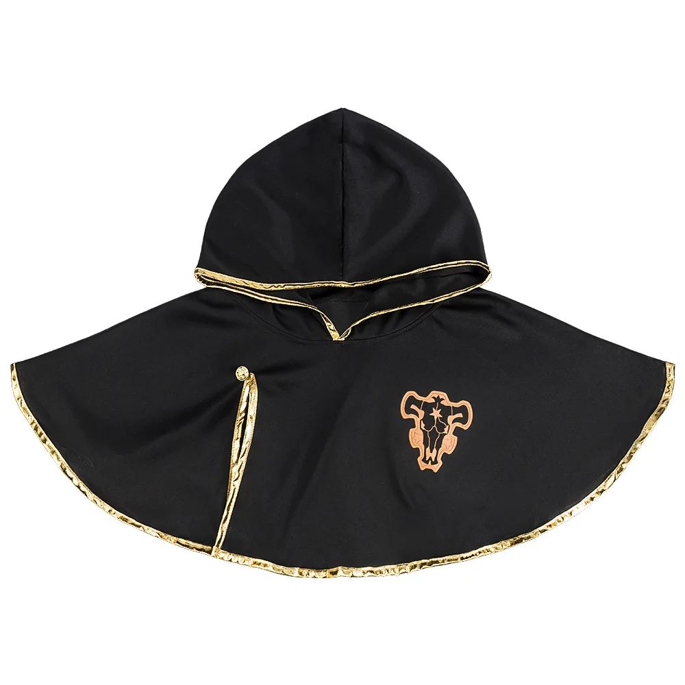 Anime Black Clover Asta Cloak Shawl Headband Black Bull Logo Hooded Cape Cosplay Costume Man Cloak Halloween Costumes