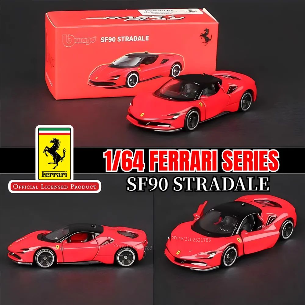 Bburago 1:64 Ferrari 488GTB Réplica de Carro, Escala SF90 F40 F50 458 Enzo Monza Laferrari Miniatura de Brinquedo para Menino