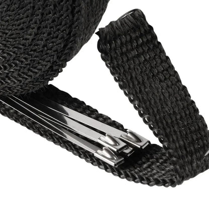 5M Roll Fiberglass Heat Shield Motorcycle Exhaust Thermal Tape Header Pipe Heat Wrap Tape Thermal Protection with Stainless Ties