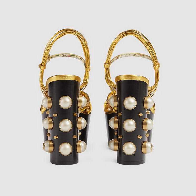 Luxury Brand Women's Summer Fashion Metal Platform Sandals Large 34-42 Super High Heel Thick Bottom Rivet Party Women's Shoes