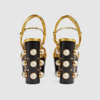 Luxury Brand Women's Summer Fashion Metal Platform Sandals Large 34-42 Super High Heel Thick Bottom Rivet Party Women's Shoes