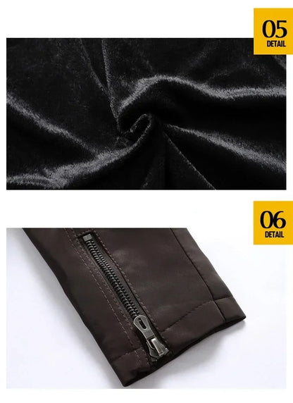 Casual Motorcycle Winter Men Winter Brand Leather Jacket Inner Fleece PU Coat Faux Leather Jackets Mens Clothing Streetwear