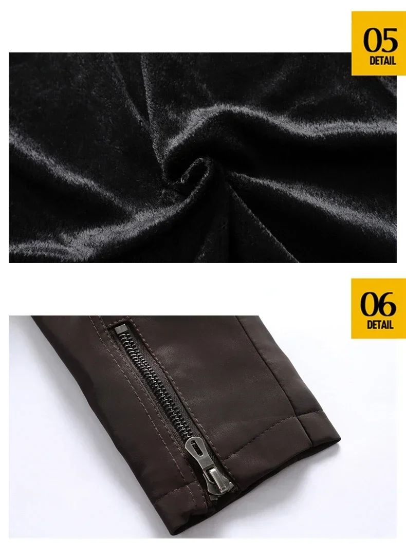 Casual Motorcycle Winter Men Winter Brand Leather Jacket Inner Fleece PU Coat Faux Leather Jackets Mens Clothing Streetwear