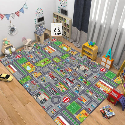 Creative Cartoon Car Track Living Room Rugs Children's Bedroom Bedside Floor Carpet Sofa Coffee Table Rug Puzzle Game Carpets