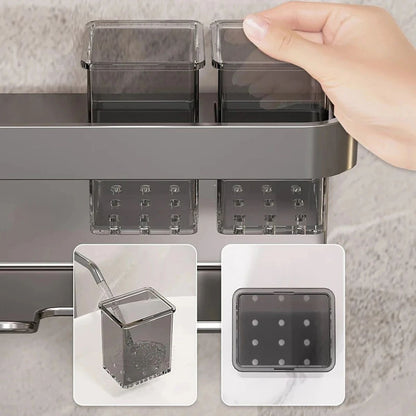 Wall Mounted Hair Dryer Holder Storage Shelf Hairdryer Rack Organizer Bathroom Accessories No-Drilling Shower Shelf Aluminum