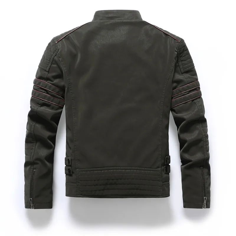 Men's autumn and winter frosted leather jacket, fashionable slim fit and brushed motorcycle fashion brand slim fit jacket