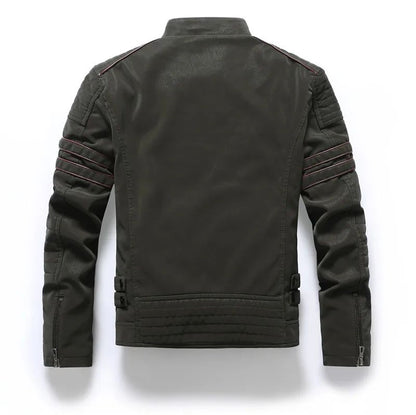 Men's autumn and winter frosted leather jacket, fashionable slim fit and brushed motorcycle fashion brand slim fit jacket
