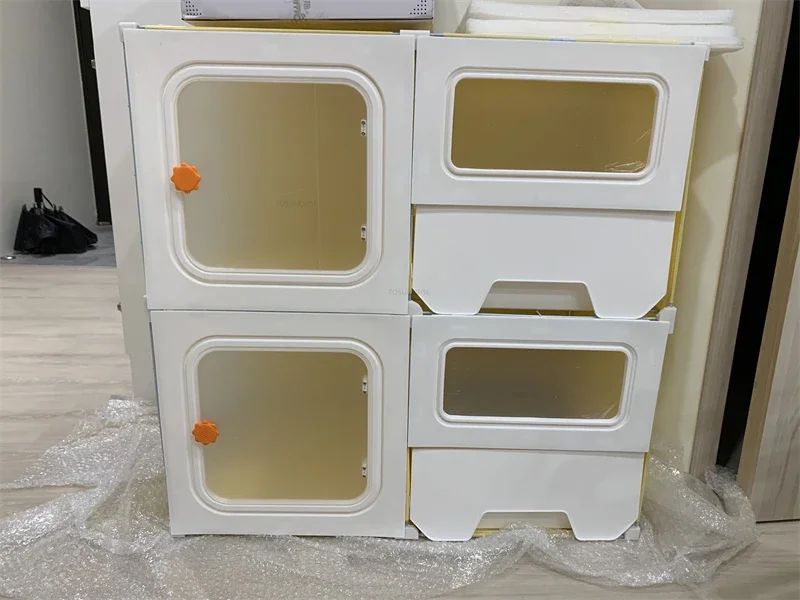 Gaiolas de luxo para gatos de três camadas com partição, gaiola de criação, espaço grande para animais de estimação, casa de gaiola para gatos com caixa de areia para gatos N