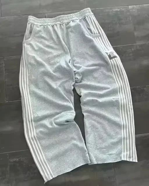 Calça Moletom Bordada Su Jogger Hip Hop Rosa Casual Cintura Elástica Masculina Americana Marinho Y2K Moeda Berlim Street Estilo Anos 2000
