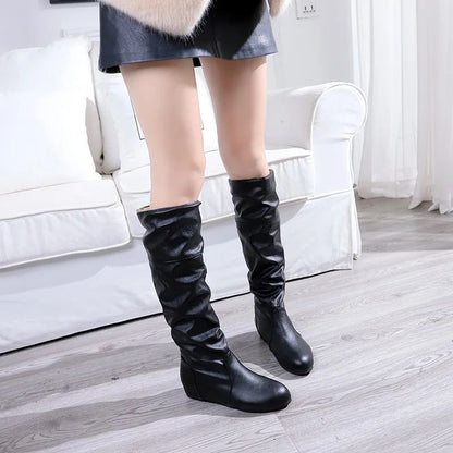 Flat Shoes Spring Autumn Women High Boots Long Western Cowboy Boots Women Footwear Large size 35-43 2024 Mid-Calf Boots Women