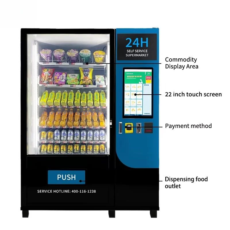 High Capacity Vending Machine Energy Efficient Smart Combo Machine for Libraries with Quiet Operation Mode Snack Vending Machine