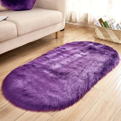 Super Soft Plush Oval Rug Mat Fluffy White Carpets for Living Room Home Decor Bedroom Kid Room Decoration Salon Thick Pile Rug
