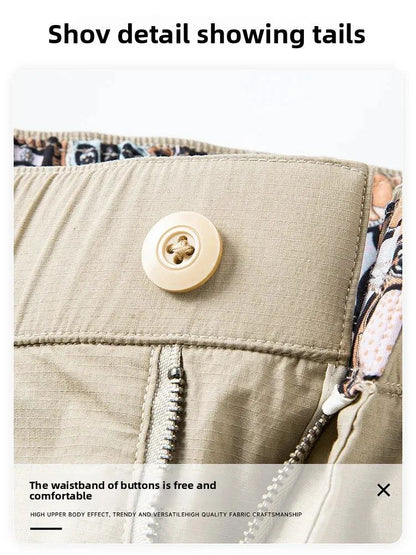 Calça Masculina Casual Cleanfit Estilo Americano para Esportes ao Ar Livre Nove Pontas Solta em Tela Confortável Elegante e Sofisticada