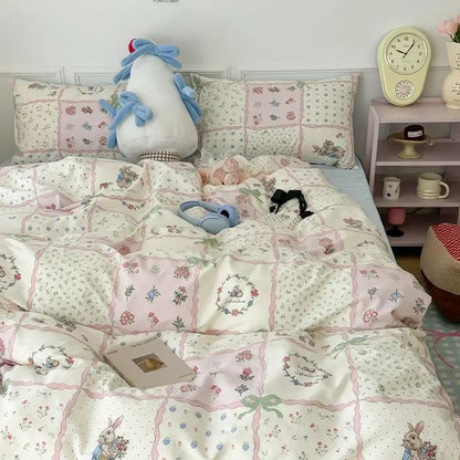 Jogo de Lençóis Florais Rosa Macio Ins Solteiro Casal Queen Capa de Edredom Lençol de Elástico Fronhas Meninas Casa Total Roupa de Cama