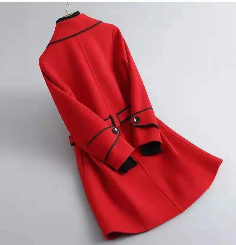 Double-Sided Woolen Coat Winter New Style Korean Version Cashmere Women's Mid-Length Fashionable Woolen Jacket Outerwear
