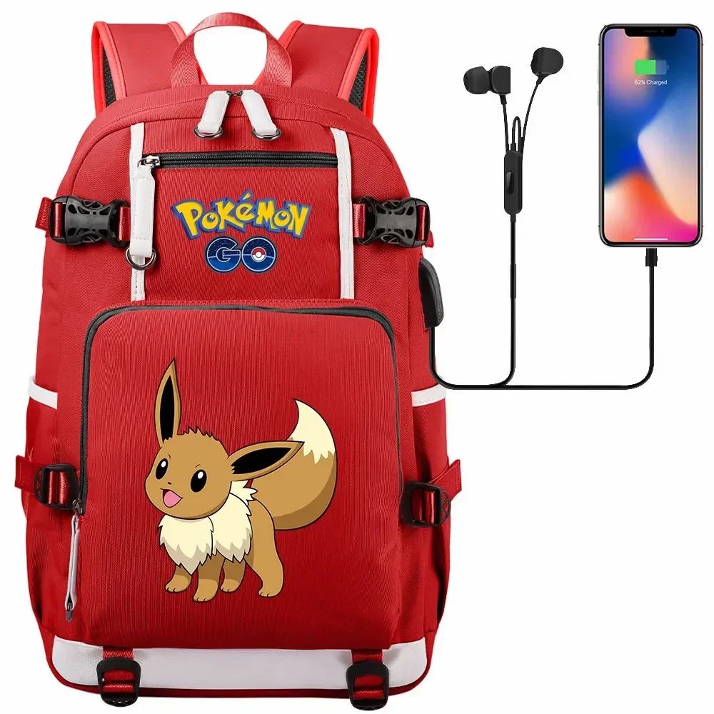 New Eevee Charizard USB Teenagers Schoolbags Women Men Laptop Travel Backpack Girl Boys Kids School Book Bags