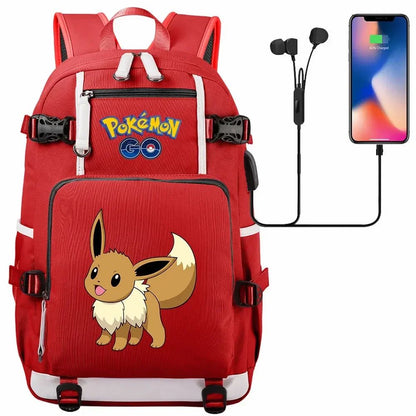 New Eevee Charizard USB Teenagers Schoolbags Women Men Laptop Travel Backpack Girl Boys Kids School Book Bags