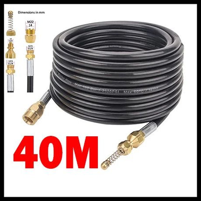 Mangueira de alta pressão para lavadora de tubos, cabo de limpeza de água, dreno de esgoto, kit de tubo injetor de esgoto, conector de rosca macho M22 para Kranzle