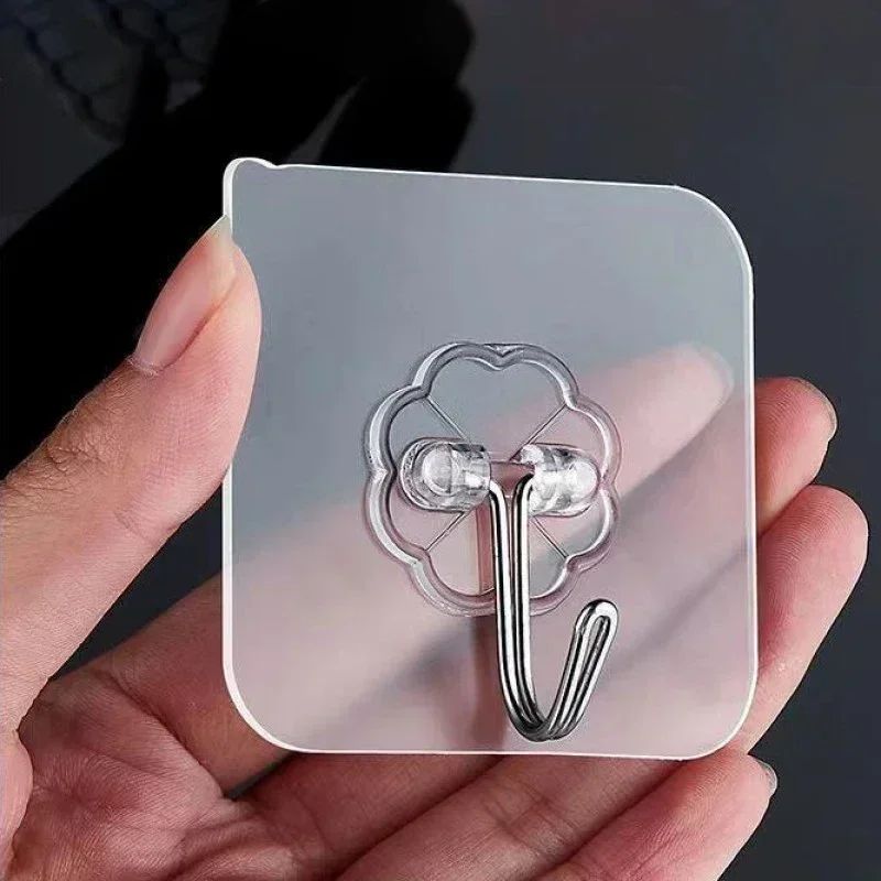 100PcsTransparent Self adhesive wall hooks Multi-Purpose Wall Hook Key Holder Towel Holder For Kitchen Bathroom Accessories