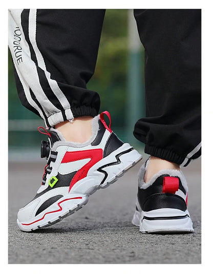 Winter Kids' Cotton Shoes For Boys Warm Plush Anti-slip Children Running Sneakers Outdoor Comfortable Casual Walking Shoes