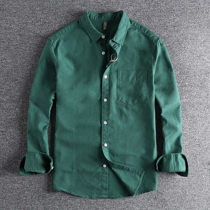 Basic Minimalist Men Shirt Jacket Pure Cotton Washed Oxford Military Light Casual Work Safari Style Shirts Mens Tops Shirt