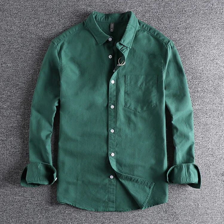 Basic Minimalist Men Shirt Jacket Pure Cotton Washed Oxford Military Light Casual Work Safari Style Shirts Mens Tops Shirt