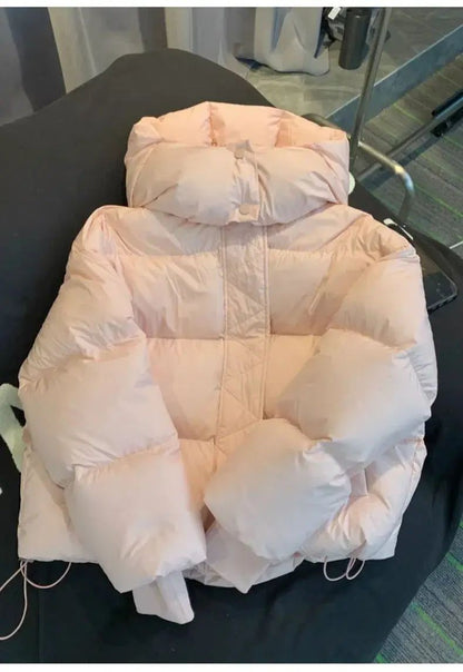 Hooded Cotton Jacket Women 2025 New Thickened Warm Long Sleeved Outwear Winter Korean Loose Solid Color Versatile Short Coat