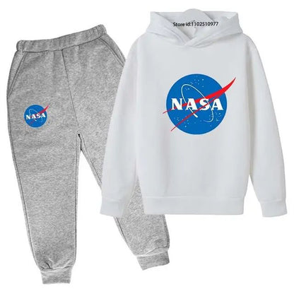 Kids NASA Fashion Casual Spring Autumn 2pcs Hoodie+jogging Pants Tracksuits 3-13 Years Boys Girls Trend Outfits Children Clothes
