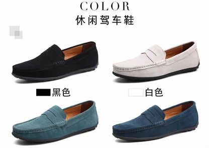 High Quality Leather Men Loafers  Slip on Mens Casual Shoes Fashion Flats Male Driving Shoes Moccasins Ten Colors Size 38-47