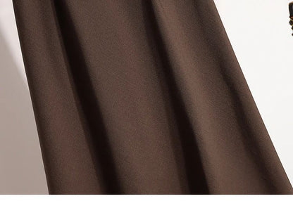 A-Line Mini Skirt High Waist Mid Length Skirts Women's Slimming Black Autumn Elastic Waist Design Solid Color Versatile Skirt