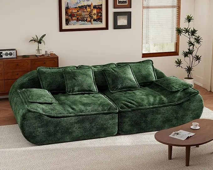 87'' 3-Seater Sectional Sofa Modular Comfy Loveseat with Throw Deep Seat Small Sofa for Compact Space - Perfect for Cozy Living