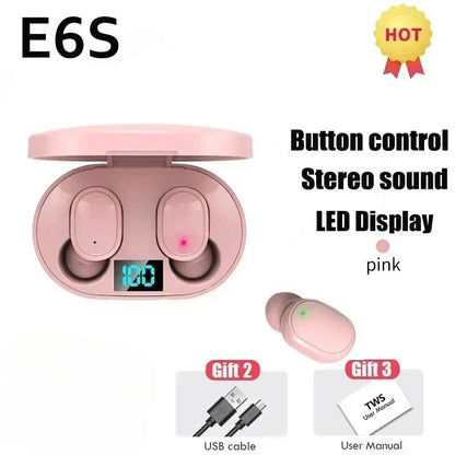 Fone de Ouvido Bluetooth Sem Fio E6S TWS Fone de Ouvido Bluetooth Sem Fio Fones de Ouvido Sem Fio com Cancelamento de Ruído com Microfone