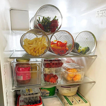 High - Quality Circular Stainless Steel Rolling BBQ Basket - Sturdy Wire Mesh Cylinder - Ideal for Outdoor Camping Barbecuing