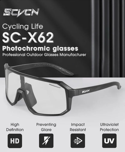 SCVCN Óculos Fotocromáticos Masculinos para Ciclismo Óculos de Sol para Mulheres Esportes Corrida MTB Óculos de Ciclismo para Estrada Mountain Bike