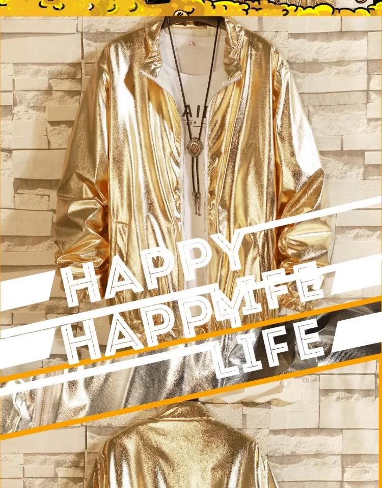 Adults Men's Shiny Metallic Suits Adult Disco Outfit Jacket Pants Halloween Dress Up Nightclub Dance Rave Cosplay Costume