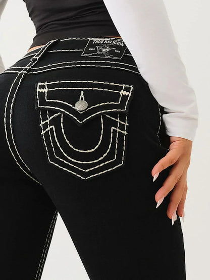 Vintage 2000s Buddha Embroidery Baggy Jeans Woman Gothic Streetwear Harajuku Ripped jeans for women Wide Leg Denim Pants