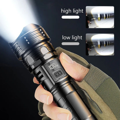USB Rechargeable High Power LED Flashlight Super Bright Torch, Portable Hand Light for Camping, Hiking  Emergency Survival