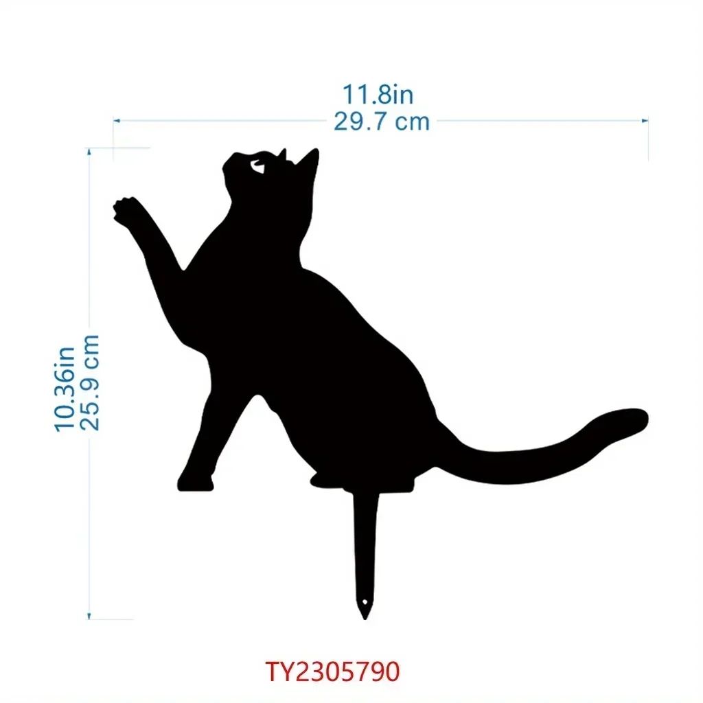 Exclusive Cute Cat Garden Decorative Silhouette - Tiki-Inspired Cat Family Garden Stakes | Perfect Outdoor Statues for Garden