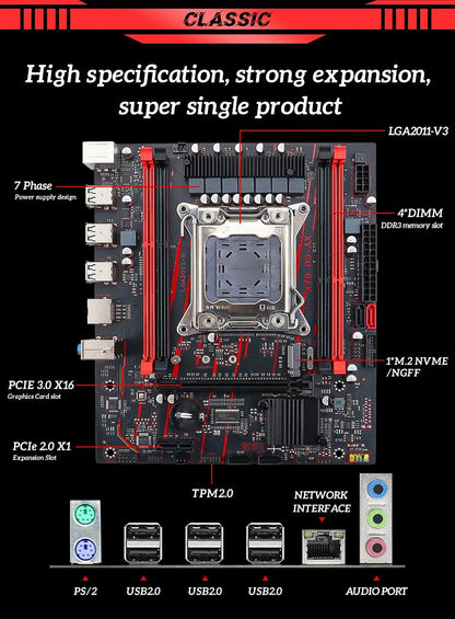 Placa-mãe SOYO X79 Game LGA 2011 Conjunto com CPU E5 2650 V2 Memória RAM ECC DDR3 8G*1 M.2 NAME Componentes de computador Placa principal