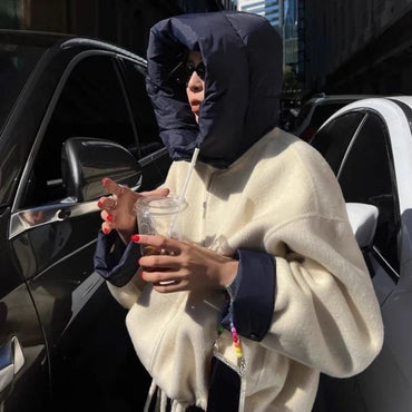 New Coats and Jackets Autumn Winter New Elegant Hooded Detachable Lace Up Short Woolen Coat Korean Fashion Casual Loose Jackets