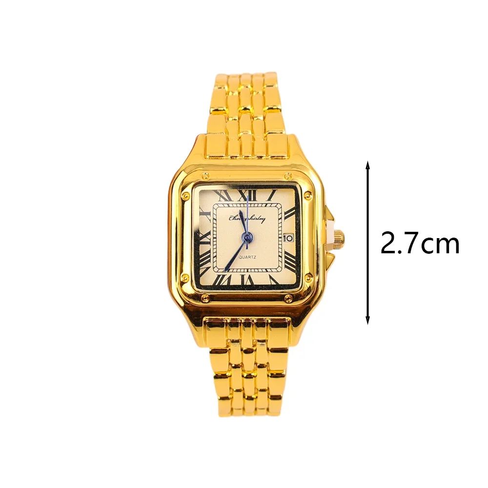Women New Fashion Square Watches Gold Stainless Steel Strap Luxury Ladies Quartz Wristwatches Qualities Female Roman Clock Gift