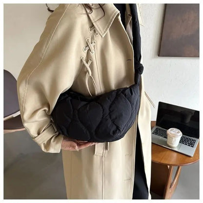 Puffer Shoulder Bag for Women Soft Down Cotton Padded Tote Handbag Purse Quilted Cross Body Bag Solid Color Bubbles Cloud Bag