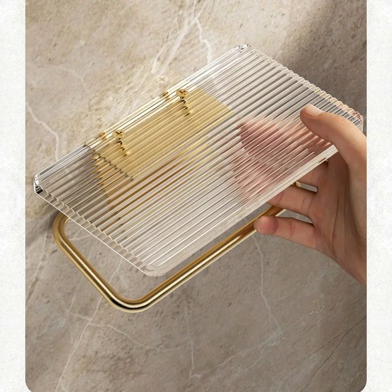 Luxury Gold Toilet Paper Holder with Shelf No Punching Acrylic Roll Paper Holder Tissue Hanger Bathroom Accessories  Bathroom