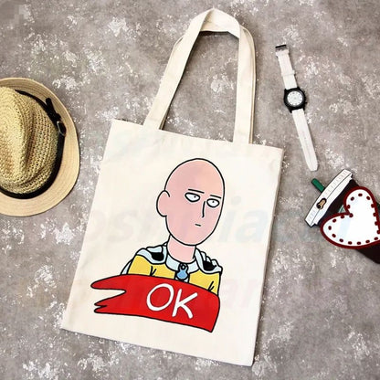 One Punch Man Shopping Bag Grocery Shopper Anime Genos Saitama Sensei Shopping Jute Bag Cotton Bag Jute
