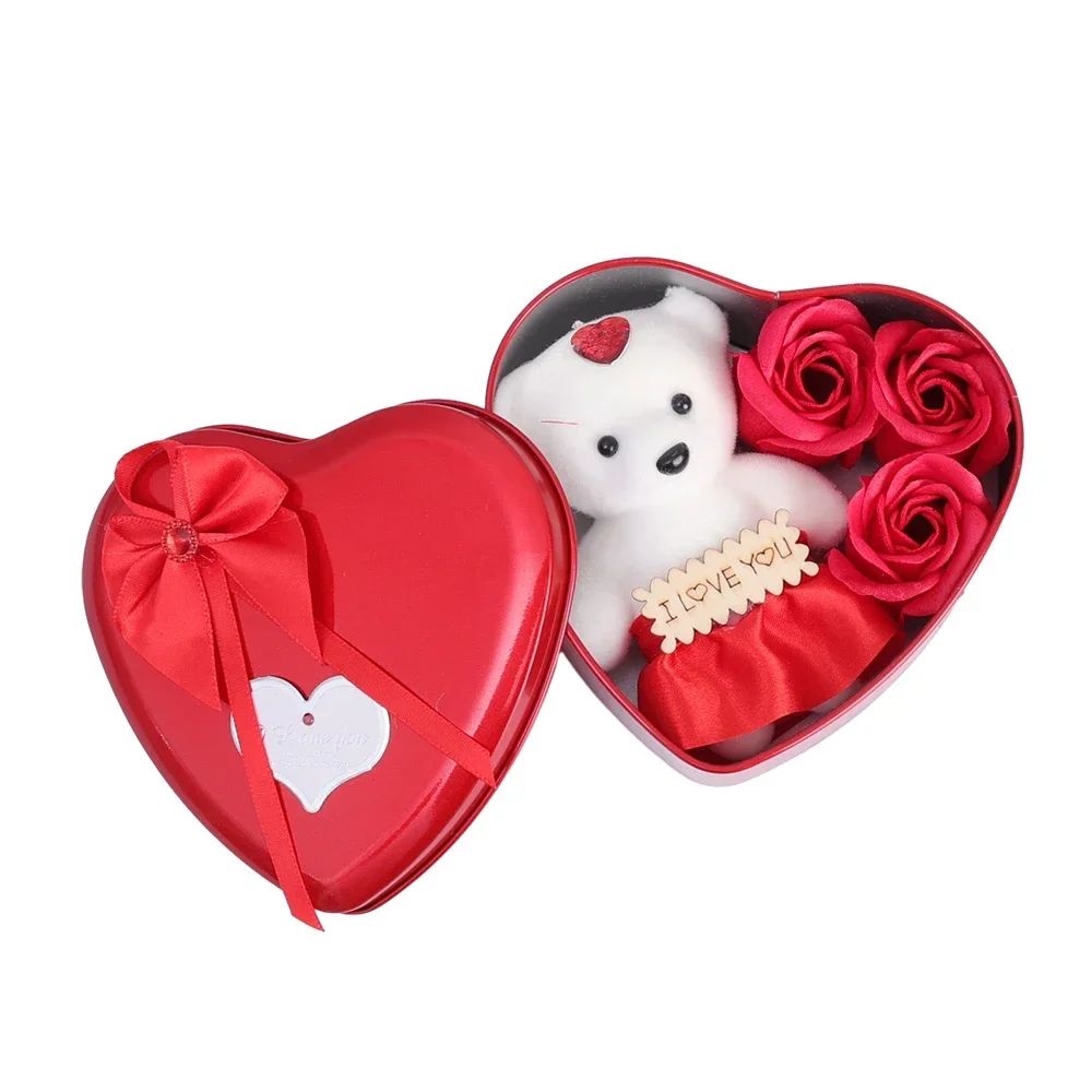 Bear Soap Rose Gift Box Valentines Day Flower Love Box Bears Bouquet Wedding Birthday Home Party Decoration