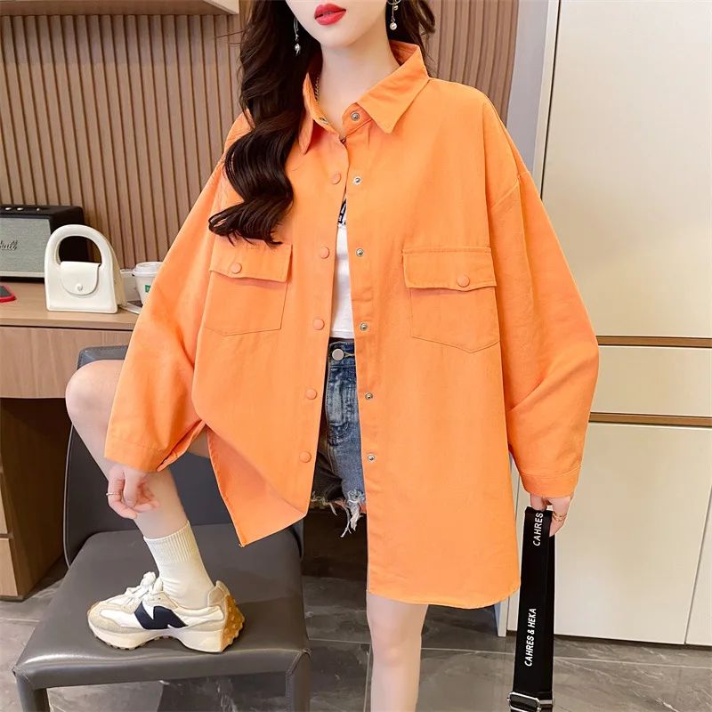 Casual Stylish Denim Long Sleeve Shirt For Women New Spring Autumn Loose Fit Age-Reducing Hong Kong Style Jacket With Button