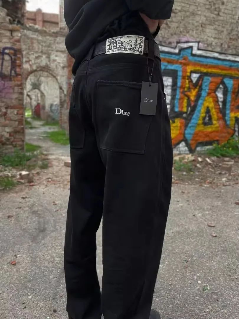 Calça Jeans Masculina Dime Baggy Reta Larga Casual Streetwear Skate Calça Jeans Lavada Comprida Curta Estilo Hip Hop