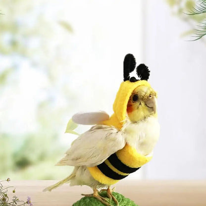 Roupas de Pássaros Fantasia de Abelha para Papagaio Roupas de Animais Pequenos para Pets Capuz em Formato de Abelha Traje Suave e Amigável à Pele para Pássaros de Estimação para Papagaios Periquitos