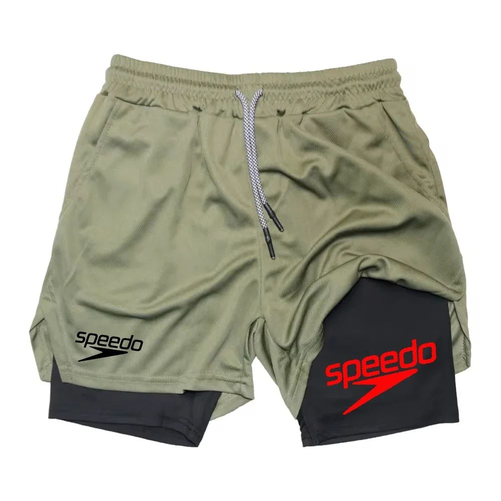 Fitness 2-in-1 training shorts, suitable for men, beach running quick-dry shorts, outdoor sports shorts, fitness basketball shor